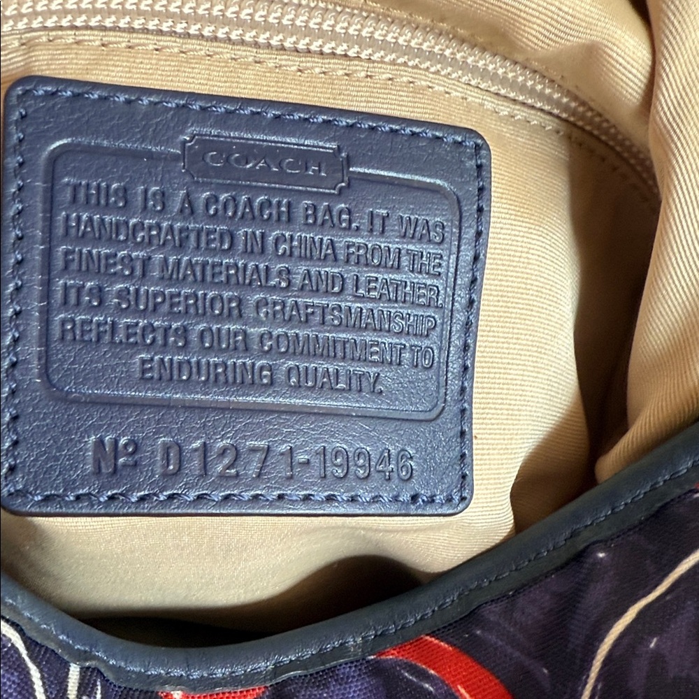Coach Blue and Red Patterned Shoulder Bag - Picture 2 of 5